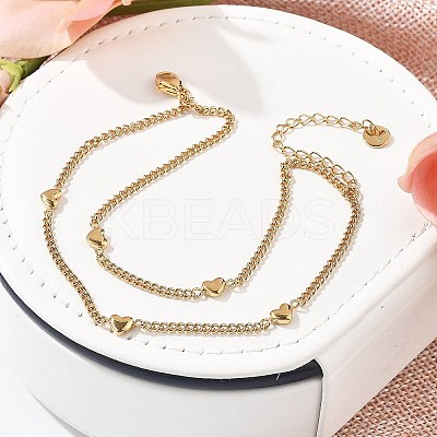304 Stainless Steel Double-Layer Curb Chains Bracelets for Women BJEW-C089-13G-1