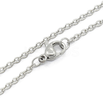 Non-Tarnish Unisex 304 Stainless Steel Cable Chain Necklace with Lobster Claw Clasps STAS-O037-83P-03-1