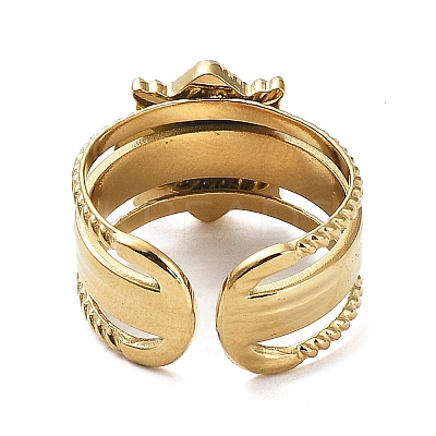 Adjustable 304 Stainless Steel Open Cuff Ring Findings STAS-K263-02G-1