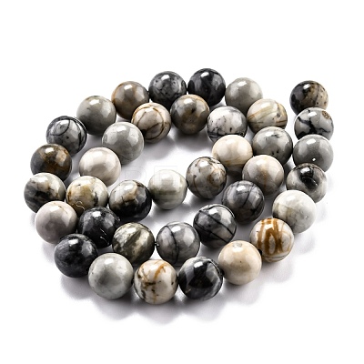 Round Natural Polychrome Jasper/Picasso Stone/Picasso Jasper Beads Strands G-O199-03C-1
