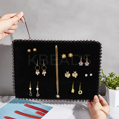 Rectangle Velvet Earrings Hanging Display Stands EDIS-WH0022-12B-1
