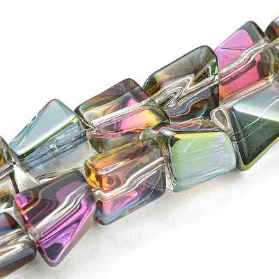 Half Plated Electroplate Transparent Glass Beads Strands EGLA-G037-06A-HP03-1