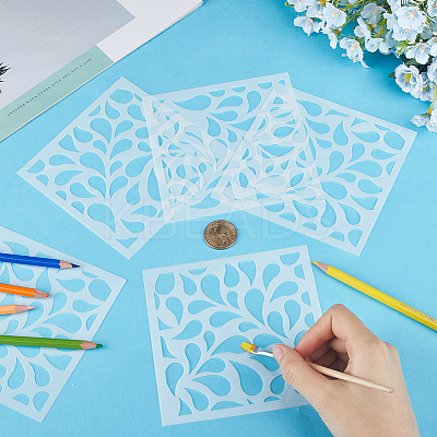 5 Sheets Geometric PET Hollow Out Drawing Painting Stencils DIY-GF0009-79-1