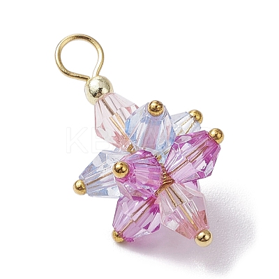 5Pcs Flower Acrylic Pendants PALLOY-JF03056-1