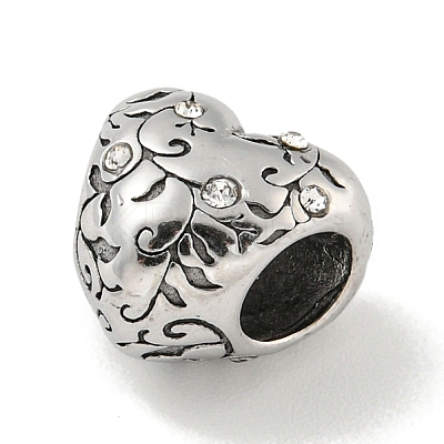 304 Stainless Steel Rhinestone European Beads STAS-U005-07P-1