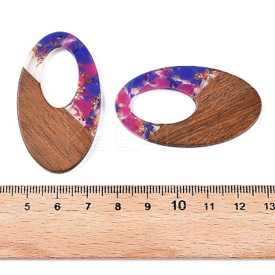 Transparent Resin and Walnut Wood Pendants RESI-T057-02G-1
