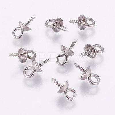 Tarnish Resistant 201 Stainless Steel Peg Bails Pendants for Half-driled Beads STAS-K148-12B-1