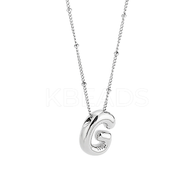 1pc Brass Chain with Alloy Letter Pendants Necklaces NJEW-LP0001-41G-P-1