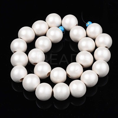 Painted Natural Wood Beads Strands WOOD-S053-58K-1