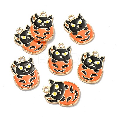 Halloween Light Gold Tone Alloy Enamel Pendants ENAM-P247-31KCG-1