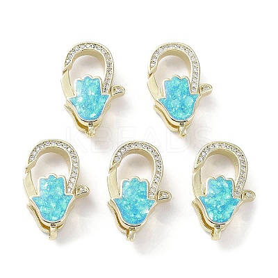 Rack Plating Brass Micro Pave Cubic Zirconia Lobster Claw Clasps KK-C041-03D-G-1