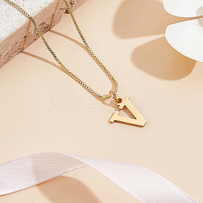 1pc 304 Stainless Steel Letter Pendant Necklaces NJEW-LP0001-38V-G-1