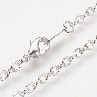 Brass Cable Chain Necklaces NJEW-R165-09S-1