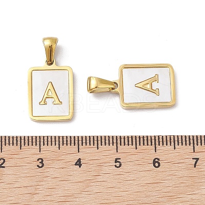 26Pcs Letter A~Z Ion Plating(IP) 304 Stainless Steel Pave Shell Pendants STAS-G327-01G-1