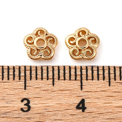 Flower Brass Bead Caps KK-K378-43G-1