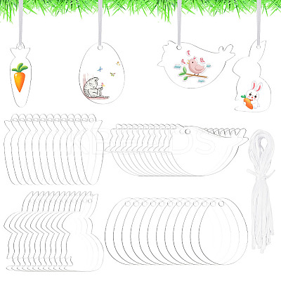 1 Set Transparent Acrylic Blank Big Pendants Decoration HJEW-BC0001-48-1