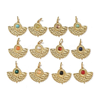 Ion Plating(IP) 304 Stainless Steel with Natural & Synthetic Gemstone Pendants STAS-G351-27G-1