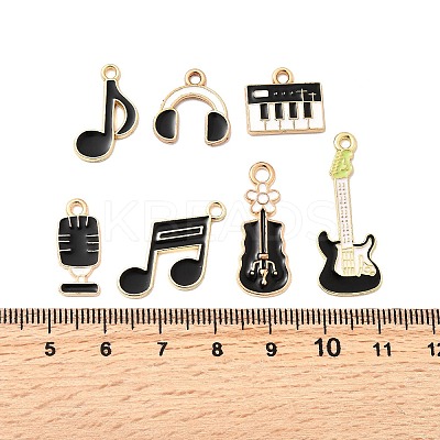 14Pcs 7 Styles Music Theme Alloy Enamel Pendants FIND-FP0002-97-1