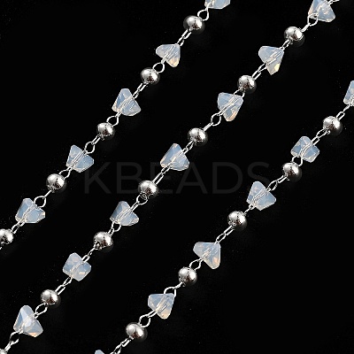 Handmade Brass & Glass Bead Chains CHC-L051-03P-01-1