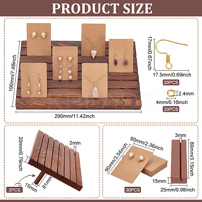 7-Slot Rectangle Wooden Place Earring Display Stands ODIS-FG0001-67A-1