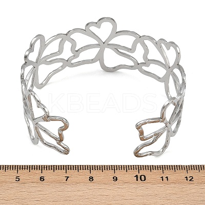 Hollow 304 Stainless Steel Cuff Bangles for Women LS-BJEW-L709-03P-1