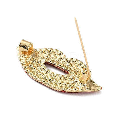 Red Lip Rhinestone Brooch JEWB-G040-06G-1