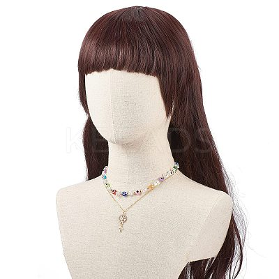 2Pcs 2 Style Natural Quartz Crystal Chips & Resin Evil Eye Beaded Necklaces Set NJEW-JN04027-1