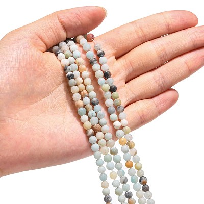 Natural Flower Amazonite Beads Strands G-G692-01F-4mm-1