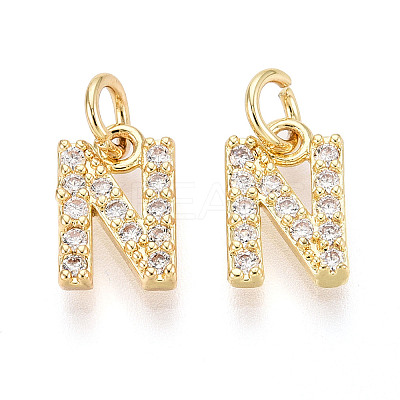 Brass Micro Pave Clear Cubic Zirconia Charms KK-N241-001N-1