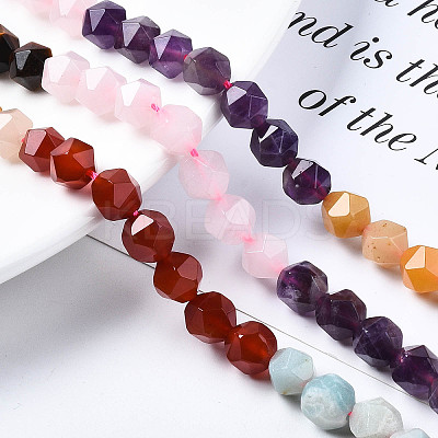 Chakra Theme Natural Tiger Eye & Rose Quartz & Amethyst & Topaz Jade & Red Agate & Amazonite & Sodalite Beads Strands X1-G-S376-002B-1