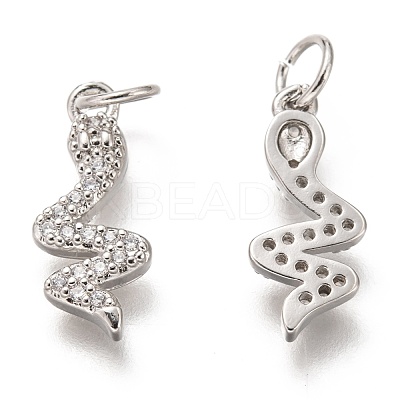 Brass Micro Pave Clear Cubic Zirconia Pendants ZIRC-C020-37P-1