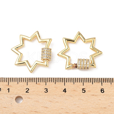 Brass Micro Pave Clear Cubic Zirconia Screw Carabiner Lock Charms KK-Z118-06G-02-1