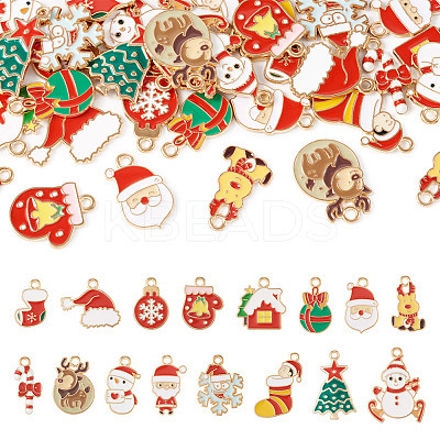 32Pcs 16 Styles Christmas Theme Alloy Enamel Pendants ENAM-TA0001-64-1