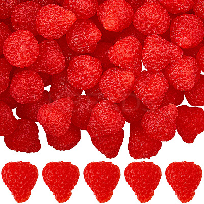 60Pcs PVC Strawberry Display Decorations DJEW-SC0001-32-1