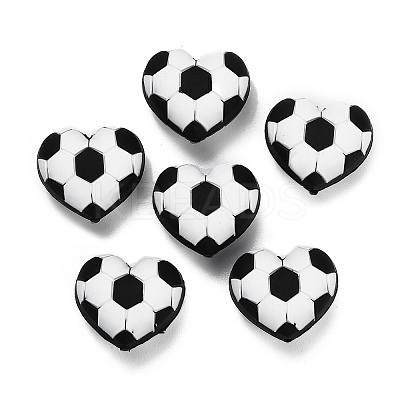Football Theme Silicone Beads SIL-B081-01B-1