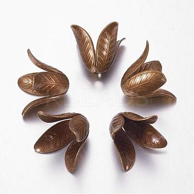 4-Petal Brass Flower Bead Caps KK-M010-02AB-NR-1