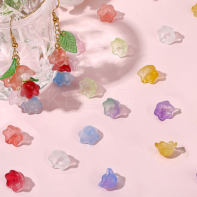 150Pcs 10 Colors Transparent Two Tone Spray Painted Glass Beads GLAA-LT0001-04E-1