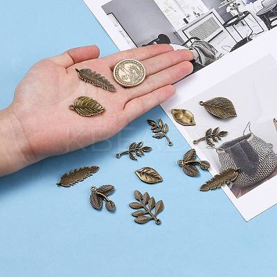 Mixed Style Tibetan Style Alloy Leaf Pendants TIBEP-F040-01AB-1