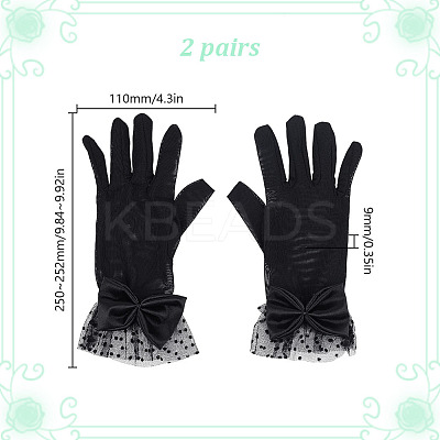 Bowknot Polyester Lace Gloves DIY-WH0888-539A-1