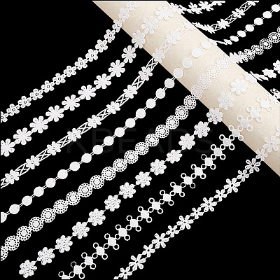 24 Yards 8 Styles Milk Fiber Lace Trim Ribbon OCOR-CY0001-09A-1