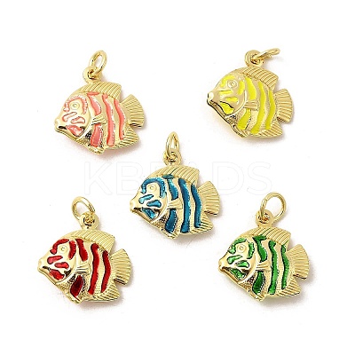 Brass Enamel Pendants KK-I378-13G-D-1