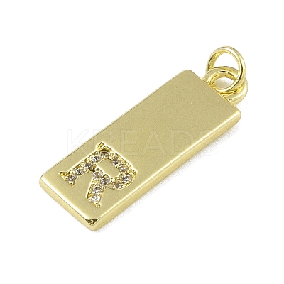 Brass Micro Pave Clear Cubic Zirconia Pendants KK-P266-06G-R-1