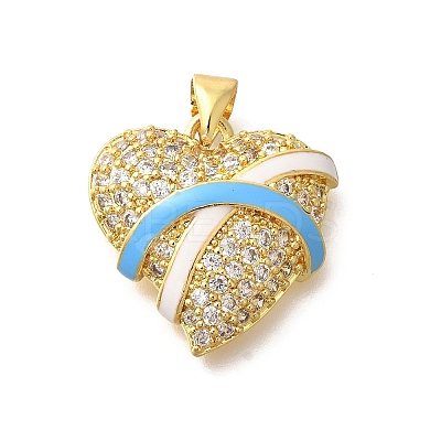 Brass Micro Pave Clear Cubic Zirconia Enamel Pendants KK-M297-20G-1