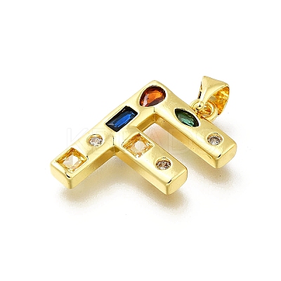 Brass Micro Pave Clear Cubic Zirconia Pendants KK-G521-01G-F-01-1
