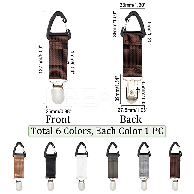 AHADEMAKER 6Pcs 6 Colors Polyester Band Hat Clips FIND-GA0002-38-1