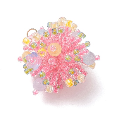 Glass Seed Beads & Dyed Natural Malaysia Jade Pendants PALLOY-MZ00998-1