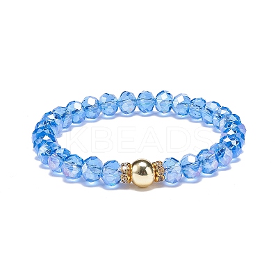 4Pcs 4 Style Glass & Rhinestone Beaded Stretch Bracelets Set for Women BJEW-JB08803-1