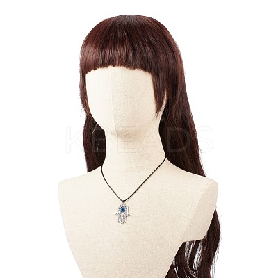 Alloy Hamsa Hand with Enamel Evil Eye Pendant Necklace for Women NJEW-JN03956-01-1
