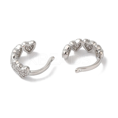 Heart Brass Micro Pave Cubic Zirconia Cuff Earrings for Women EJEW-P281-04P-1