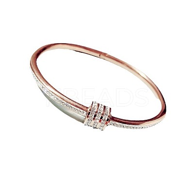 304 Stainless Steel Crystal Rhinestone Bangles for Women FS-WG476C1-01-1